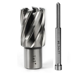 OSCARBIDE 1"x1"Annular Cutter,3/4 inch Weldon Shank,1 inch Cutting Diameter,1 inch Depth of Cut,2 Flat Mag Drill Bit with Pilot Pin for Magnetic Drill Press,1 Piece