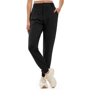 Libin Women's 4-Way Stretch Golf Joggers Pants with Pockets, Tapered Athletic Running Sweatpants, Work Dress Casual Slacks for Women, Black S