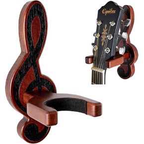 TESLYAR Guitar Holder Wall Mount Ash Wood Wooden Guitar Hanger Hook Stand Rack Guitar Hanger for Electric Classic Acoustic and Bass Guitar Musical Instruments Hardwood (Mahogany) in Kuwait