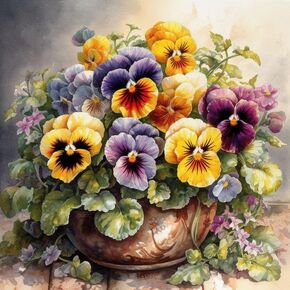 Pansy Flower Pot 11CT Cross Stitch Kits for Beginners Color Printed Stamped Cross-Stitch Supplies Needlework Printed Embroidery Kits DIY Kits Needlepoint Starter Kits 50x50cm (s223)