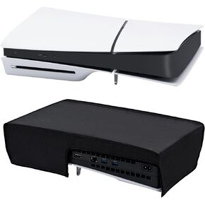 غطاء غبار الوضع الأفقي من Wigearss لجهاز PS5 Slim Console 1680D قماش أكسفورد مضاد للخدش واقي من الغبار بتصميم خلفي كوتاواي - أسود