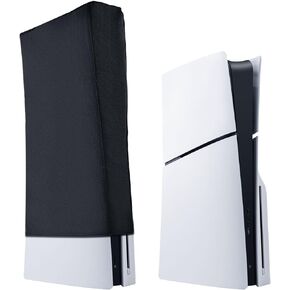 Wigearss Horizontal Mode Dust Cover For PS5 Slim Console 1680D Oxford cloth Anti-Scratch Dust Guard Backend cutaway design-Black