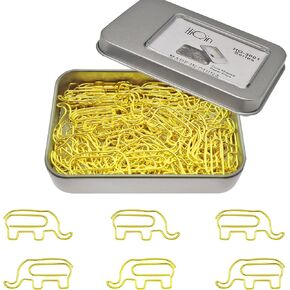 Cute Elephant Shaped Paper Clips Bookmarks, Funny Office Supplies Elephant Gifts for Women Men Coworkers Teachers, Silver 60 Pcs