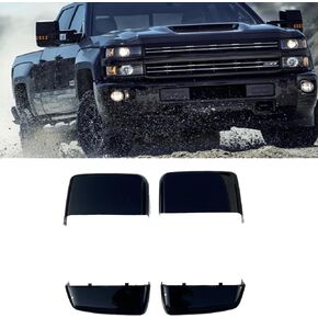 Abagael Chrome Clip On Towing Mirror Cover Caps Compatible with 2014 2015 2016 2017 2018 2019 for GMC Chevy Silverado GMC Sierra Accessories(Chrome)