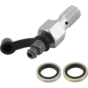 Banjo Bolts M10x1.0mm, Brake Fitting Adapter with M10 Washers Motorcycle Brake Master Cylinder Caliper Bleed Screw Nipple Banjo Bolt + Dust Cap(Silver)