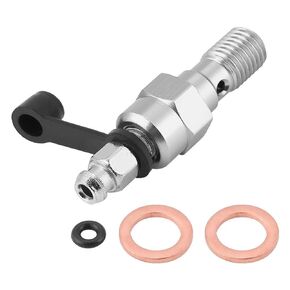 Banjo Bolt Bleed Screw, M10x1.25mm Motorcycle Brake Master Cylinder Caliper Bleed Screw, Nipple Banjo Bolt + Dust Cap, Aluminum (Blue)