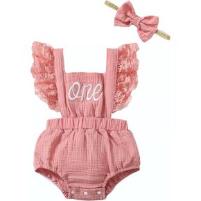 Aslaylme Baby Girl One Year Old Birthday Outfit 1st Birthday Clothes First Birthday Lace Bodysuit in Kuwait
