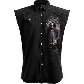 Spiral - Reaper Time - Sleeveless Stone Washed Worker Black