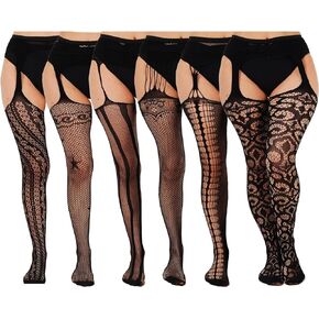 PreuveDe 6 Pairs Fishnet Tights Stockings for Women Black Mesh Tights Net Stockings Sexy Fishnets Leggings for Party