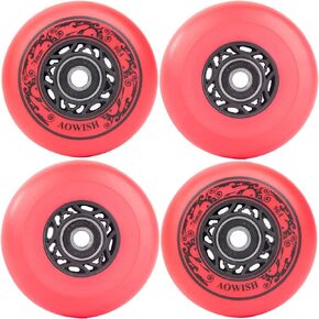 AOWISH Inline Skate Wheels Outdoor Asphalt Formula Aggressive Roller Blades Wheels 90a Roller Hockey Replacement Wheels with Bearings ABEC-9 and Floating Spacers, 4-Pack
