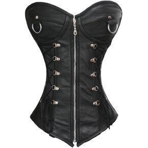 مشد Luvsecretlingerie شديد التحمل 24 من الفولاذ المزدوج للتدريب على الخصر من الجلد الطبيعي مشد ضيق #1217-LE