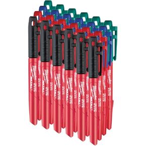 Inkzall Jobsite Markers - Black, Blue, Green, Red, Pack of 6 (24 total)