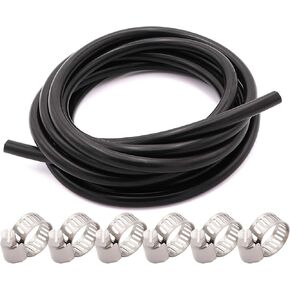 1/8 بوصة خرطوم أنابيب فراغ السيليكون خط 10FT 130PSI أقصى ضغط أسود (معرف 3 مم) مع مشابك خرطوم تروس دودة من الفولاذ المقاوم للصدأ in Kuwait