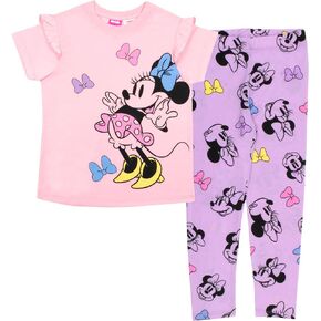 Disney Minnie Mouse, Lilo and Stitch Girls Short Sleeve T-Shirt & Leggings Pants Set, Tee & Leggings 2-Piece Bundle for Girls