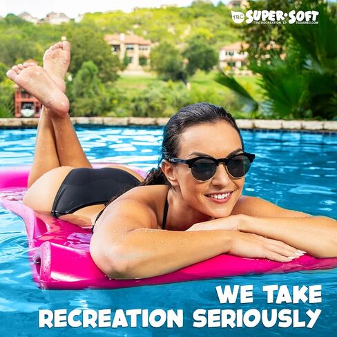 TRC Recreation Splash Buoyant Vinyl Coated Foam Floating Mat Swimming Pool Lounger Water Raft with Supportive Roll Pillow, Marina Blue in Saudi Arabia
