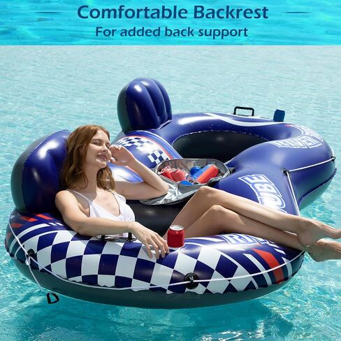 Jasonwell Inflatable River Tube Float - 2 Person Heavy Duty River Float Pool Floats with Removable Cooler Lake Water Tubes for Floating River Raft Lounge Floatie with 2 Cup Holders for Adults in Saudi Arabia