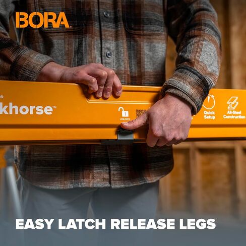 منشار بورا للعمل - حامل قطعة واحدة مع أرجل قابلة للطي، سطح معدني لـ 2 × 4، حصان منشار احترافي عالي التحمل لأعمال النجارة والنجارين والمقاولين، PM-3350 in Kuwait