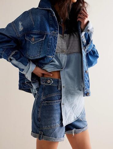 EZAPINE Women Mid Waist Jean Shorts Raw Hem Trendy Folded Hem Denim Short Jeans in Saudi Arabia