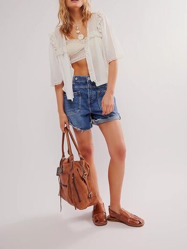 EZAPINE Women Mid Waist Jean Shorts Raw Hem Trendy Folded Hem Denim Short Jeans in Saudi Arabia