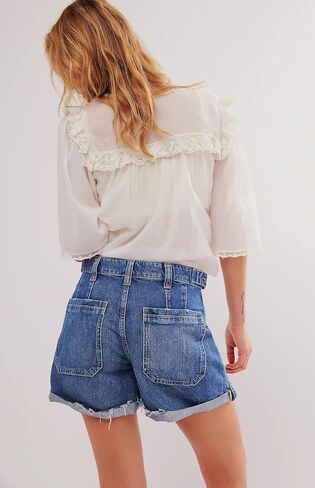 EZAPINE Women Mid Waist Jean Shorts Raw Hem Trendy Folded Hem Denim Short Jeans in Saudi Arabia