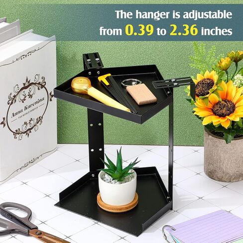 Pelopy 2 قطعة طبقات مزدوجة رف مقصورة مكتب ارتفاع قابل للتعديل رف زاوية مقصورة سوداء معلقة ملحقات مقصورة لديكور المكتب in Kuwait