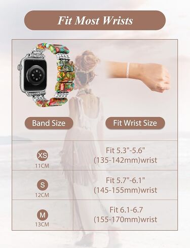Moolia Natural Stone Bracelet Compatible with Apple Watch Band 41/40/38/42/44/45/49mm Women, Handmade Elastic Solo Loop Beaded Western Vintage Strap for iWatch Series 9 8 7 6 5 4 3 2 1 SE/Ultra in Saudi Arabia