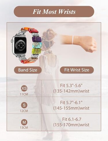 Moolia Natural Stone Bracelet Compatible with Apple Watch Band 41/40/38/42/44/45/49mm Women, Handmade Elastic Solo Loop Beaded Western Vintage Strap for iWatch Series 9 8 7 6 5 4 3 2 1 SE/Ultra in Saudi Arabia
