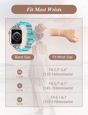Moolia Natural Stone Bracelet Compatible with Apple Watch Band 41/40/38/42/44/45/49mm Women, Handmade Elastic Solo Loop Beaded Western Vintage Strap for iWatch Series 9 8 7 6 5 4 3 2 1 SE/Ultra in Saudi Arabia