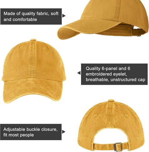 Yahenda 15 Pcs Washed Plain Baseball Cap Vintage Cotton Washed Baseball Cap Adjustable Distressed Hat for Unisex in Saudi Arabia