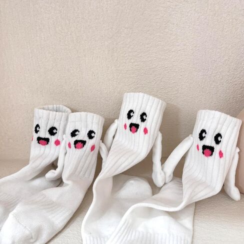 Yawlsow 2Pair Funny Family Holding Hands Socks,Magnetic Suction Adult+Kids Hand in Hand Socks,Parent-Child Smile Gift in Saudi Arabia