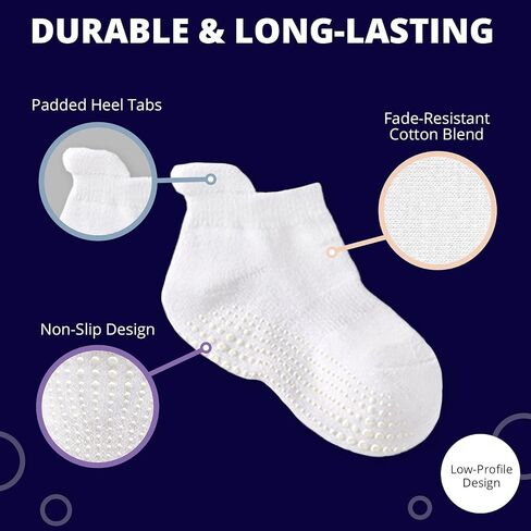 LA ACTIVE Non Slip Grip Ankle Boys and Girls Athletic Crew Socks for Babies Toddlers and Kids in Kuwait