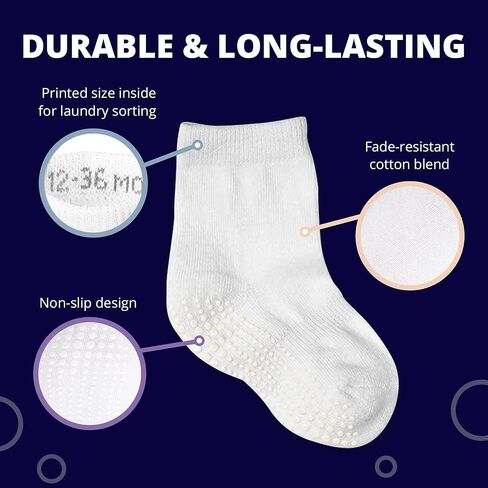LA ACTIVE Non Slip Grip Ankle Boys and Girls Athletic Crew Socks for Babies Toddlers and Kids in Kuwait