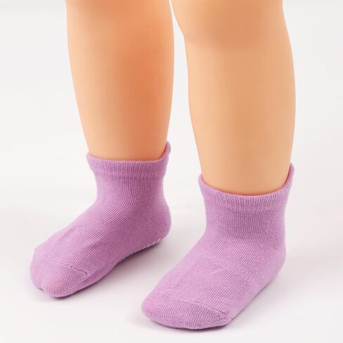 Methee ​6 Pairs Baby Non Slip Grip Ankle Cotton Socks Unisex Non Skid Sole Stretch Crew Socks,Made with Combed Cotton in Saudi Arabia