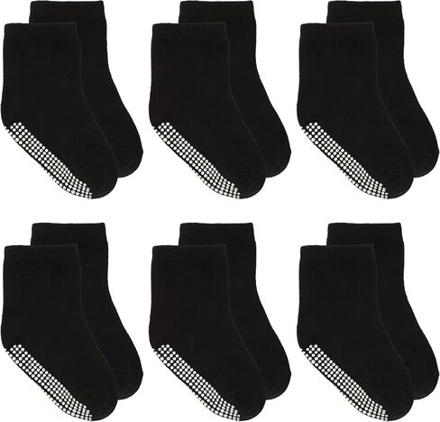 Methee ​6 Pairs Baby Non Slip Grip Ankle Cotton Socks Unisex Non Skid Sole Stretch Crew Socks,Made with Combed Cotton in Saudi Arabia