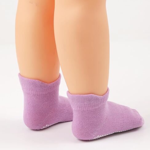 Methee ​6 Pairs Baby Non Slip Grip Ankle Cotton Socks Unisex Non Skid Sole Stretch Crew Socks,Made with Combed Cotton in Saudi Arabia