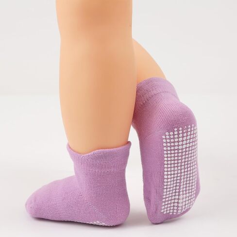 Methee ​6 Pairs Baby Non Slip Grip Ankle Cotton Socks Unisex Non Skid Sole Stretch Crew Socks,Made with Combed Cotton in Saudi Arabia
