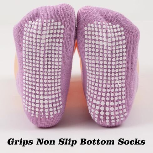 Methee ​6 Pairs Baby Non Slip Grip Ankle Cotton Socks Unisex Non Skid Sole Stretch Crew Socks,Made with Combed Cotton in Saudi Arabia