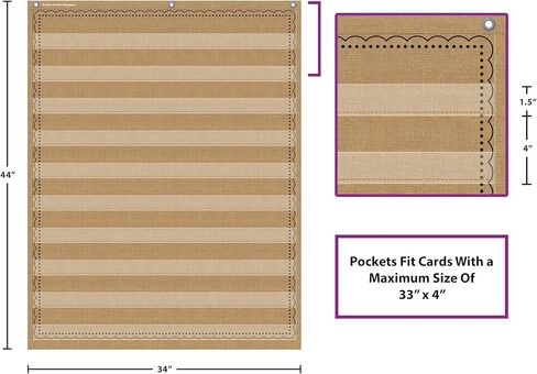 مخطط الجيب 10 جيوب باللون الأزرق الفاتح من Teacher Created Resources (34 بوصة × 44 بوصة) (20778) in Kuwait