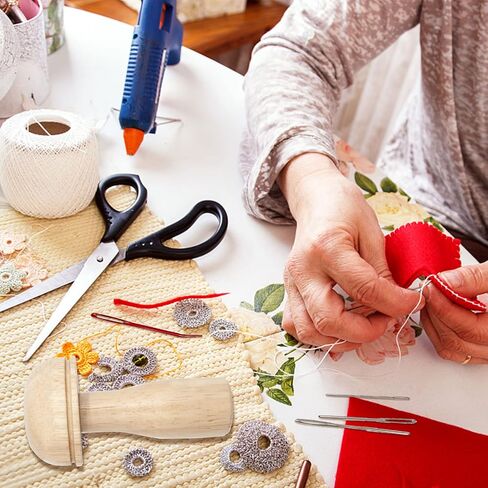 Darning Mushroom Kit, Wood Darning Mushroom with Darning Thread and Needle Cute Wooden Mushroom Darner Needle Patch Holes for Darning Socks, Hats, DIY Sewing Crafts (2Pcs Mushroom Set) in Saudi Arabia