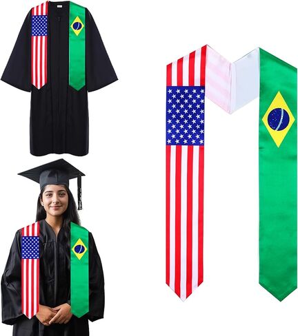 سرق علم TangFee البرازيل والولايات المتحدة الأمريكية، وشاح التخرج للطلاب البرازيليين الدوليين in Kuwait