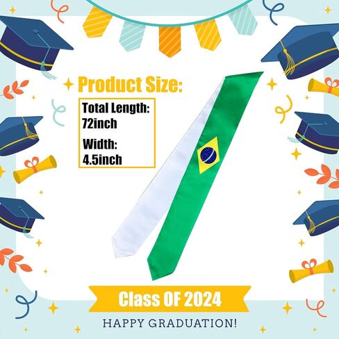 سرق علم TangFee البرازيل والولايات المتحدة الأمريكية، وشاح التخرج للطلاب البرازيليين الدوليين in Kuwait