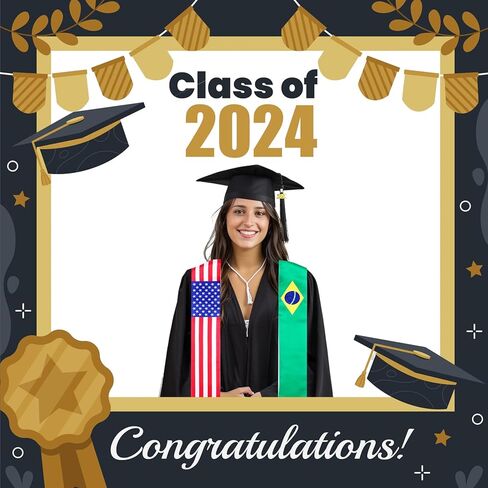 سرق علم TangFee البرازيل والولايات المتحدة الأمريكية، وشاح التخرج للطلاب البرازيليين الدوليين in Kuwait