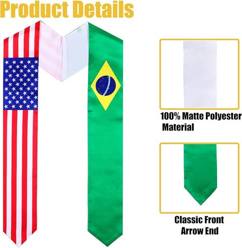 سرق علم TangFee البرازيل والولايات المتحدة الأمريكية، وشاح التخرج للطلاب البرازيليين الدوليين in Kuwait