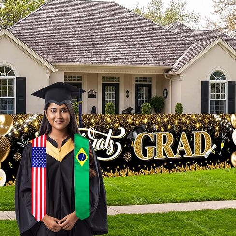 سرق علم TangFee البرازيل والولايات المتحدة الأمريكية، وشاح التخرج للطلاب البرازيليين الدوليين in Kuwait