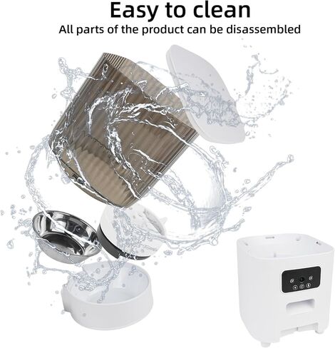 مغذيات القطط الأوتوماتيكية 5 لتر، وحدة تغذية القطط الموقوتة، الطعام الجاف، وحدة تغذية القطط الأوتوماتيكية مع موزع طعام بكاميرا للرؤية الليلية 1080 بكسل مع جدول زمني مخصص (يدعم فقط 2.4 جيجا واي فاي) in Kuwait