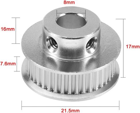 uxcell Aluminum 30 Teeth 8mm Bore 2mm Pitch Timing Belt Pulley in Saudi Arabia