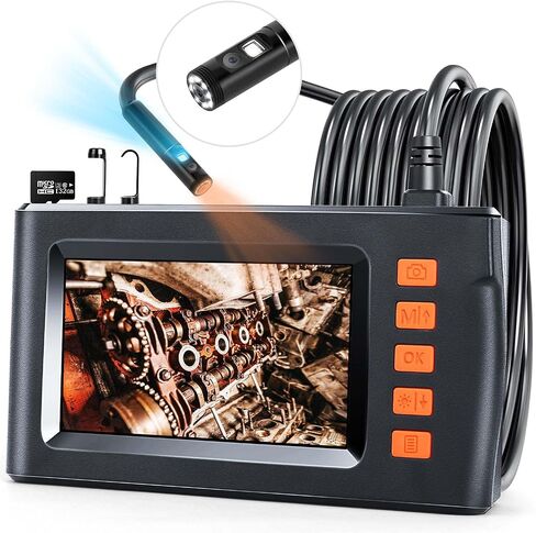 Dual Lens Borescope, Endoscope Camera with Light, 1080P Sewer Camera with 4.3 Inch LCD Screen, Inspection Camera IP67 Waterproof Lens, Tools for Men, Adjustable LED, 16.5FT Cable, 32GB TF Card in Saudi Arabia