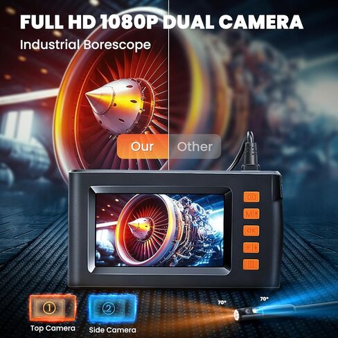 Dual Lens Borescope, Endoscope Camera with Light, 1080P Sewer Camera with 4.3 Inch LCD Screen, Inspection Camera IP67 Waterproof Lens, Tools for Men, Adjustable LED, 16.5FT Cable, 32GB TF Card in Saudi Arabia