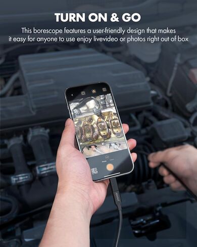 كاميرا المنظار بعدسة مزدوجة، Anykit 1.0MP Borescope مع 8 مصابيح LED، منظار داخلي مع كاميرا ثعبان شبه صلبة بطول 16.5 قدم، كاميرا فحص مقاومة للماء IP67 لهواتف iPhone وiPad وOTG Android in Saudi Arabia