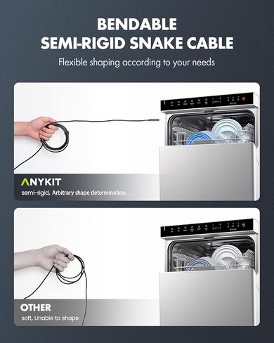 كاميرا المنظار بعدسة مزدوجة، Anykit 1.0MP Borescope مع 8 مصابيح LED، منظار داخلي مع كاميرا ثعبان شبه صلبة بطول 16.5 قدم، كاميرا فحص مقاومة للماء IP67 لهواتف iPhone وiPad وOTG Android in Saudi Arabia